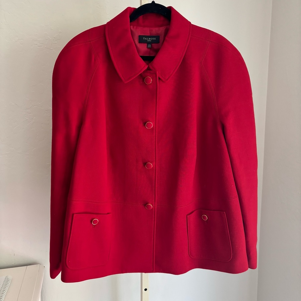 Talbots Women’s Bold Red Button Front Blazer Jacket, Size 24W